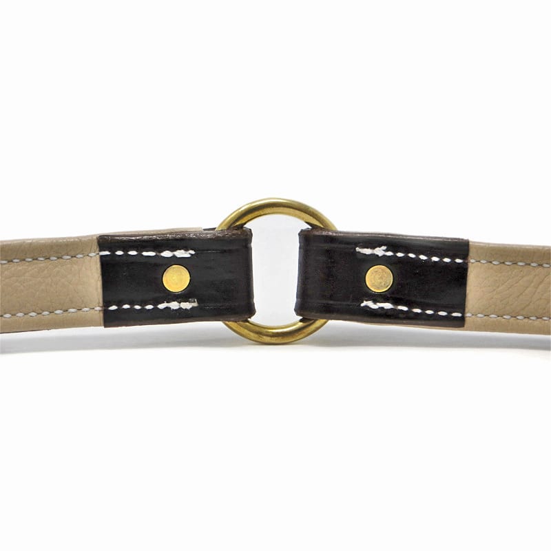 K-9 Komfort 1 Inch Dark Brown Latigo with Light Buffalo Liner Premium Deluxe Leather Center Ring Collar