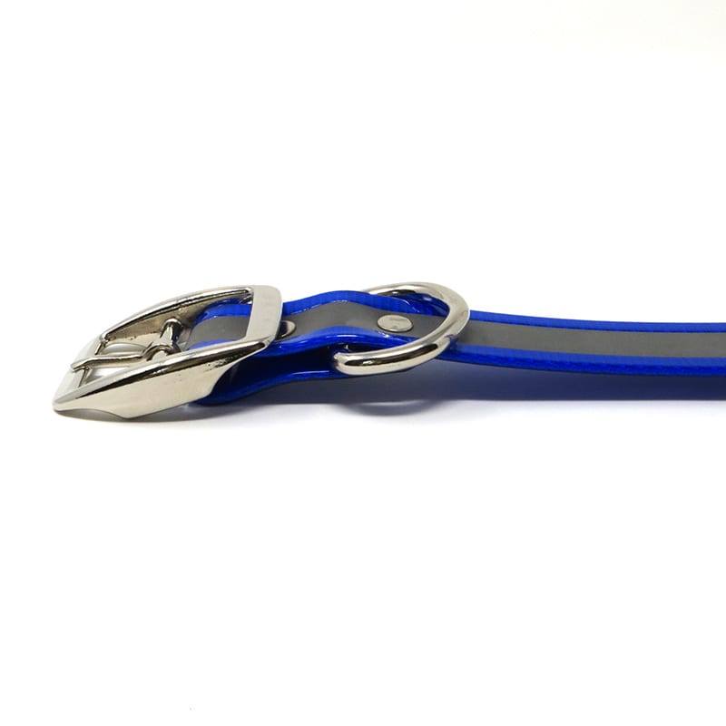 K-9 Komfort 1 Inch Reflective Blue Center Ring Collar
