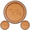 Premium Leather Coaster Pointing Dog Tan